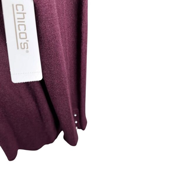 Chicos Red Wine Open Cardigan Long Length Touch of Cashmere Size 3 = XL NEW - Picture 2 of 10